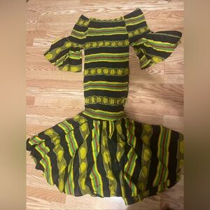 Kara African Ethnic Print Mermaid/Fish Tail Off-The-Shoulders Dress Free Size